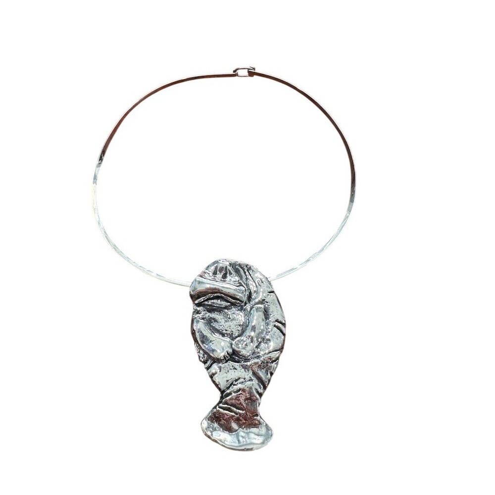 Panther Pieces .999 Fine Silver Manatee Pendant Collar Necklace Sea Life - Picture 2 of 6